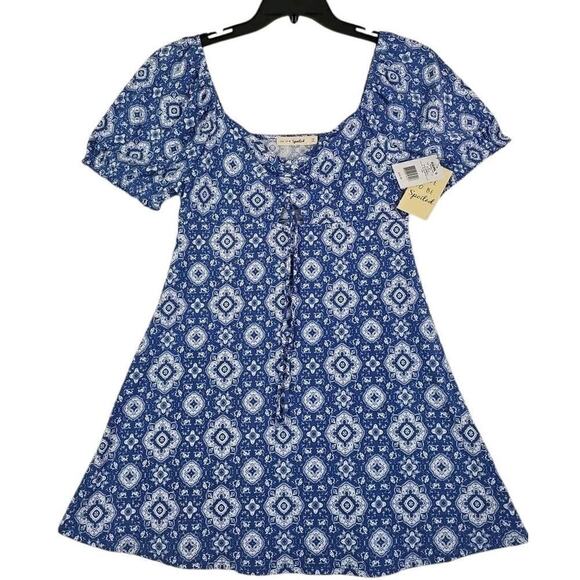 Live to Be Spoiled Kohl's ~Juniors Size L~ Blue Dedallion Mini Dress Unlined NWT - Picture 11 of 16